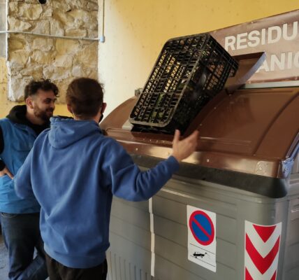 Vendedores reciclando orgánica