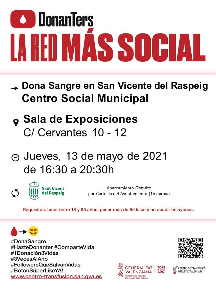 Esta tarde San Vicente del Raspeig acoge la próxima jornada de donación de sangre Somos L'Alacantí Esta tarde San Vicente del Raspeig acoge la próxima jornada de donación de sangre Somos L'Alacantí